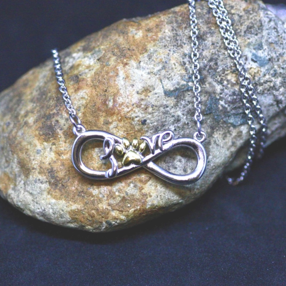 New Infinity Love My Pet Necklace Sterling Silver 925 , Cat Dog Pendant